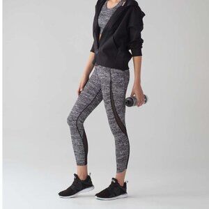 Lululemon Pace Perfect 7/8 Tight Leggins Air Time White Black I Size 6